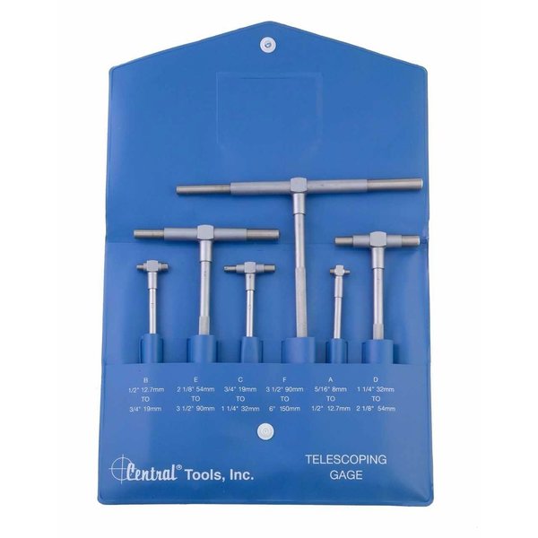 Central Tools Telescoping Gage 6pc Set5/16-6" Range CE6554